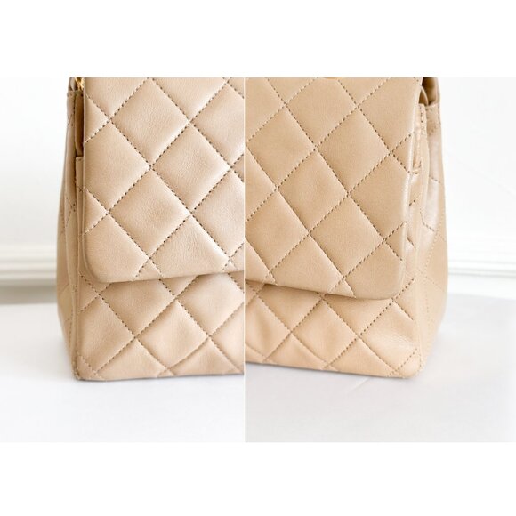 Chanel Double Flap Medium Bag Quilted Lambskin Beige - Picture 3 of 16